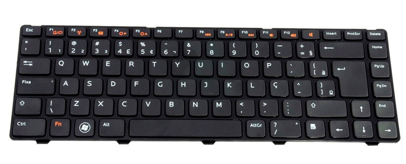 teclado de notebook dell em fundo branco
