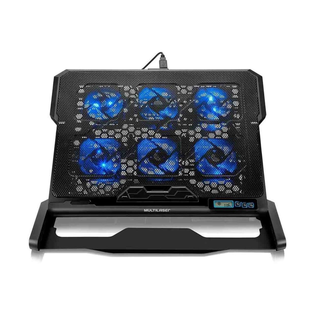 Coller multilaser preto com iluminação azul em fundo branco para upgrade em notebook