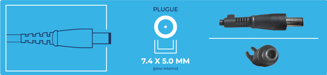 medidas do plug 1 para fonte de notebook