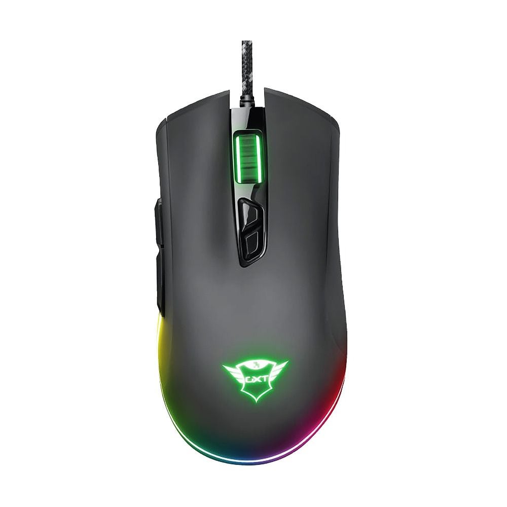 Mouse Gamer Trust GXT 900 Qudos com Iluminação RGB, 15000 DPI, 7 Botões Programáveis, Plug and Play, Preto - 23400