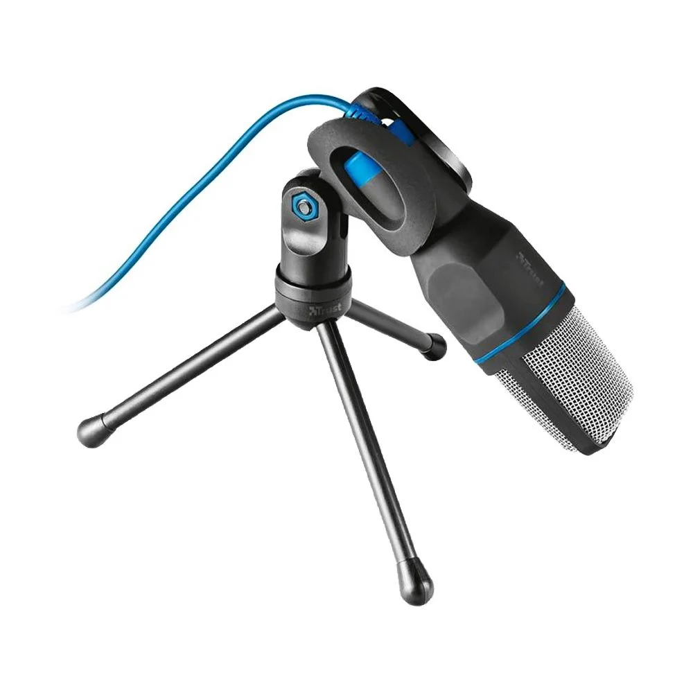 Microfone Condensador Trust Mico com Tripé Ajustável, USB para PC, Preto - 23790