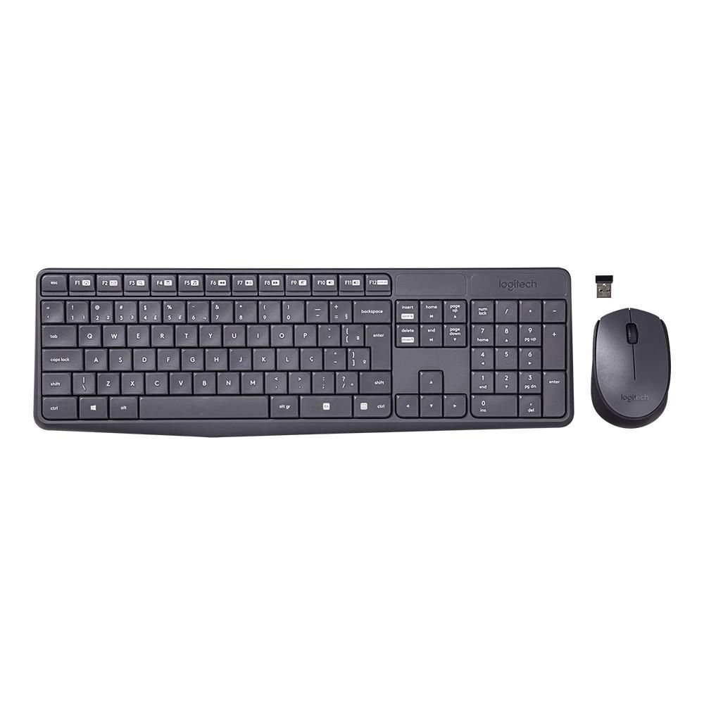 Combo Teclado e Mouse sem fio Logitech MK235, Conexão USB, Pilhas Inclusas e Layout ABNT2