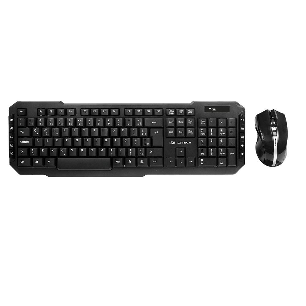 Combo teclado e mouse USB C3TECH Sem Fio Preto - K-W40BK
