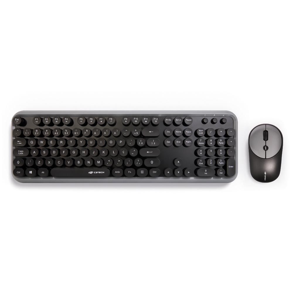 Combo teclado e mouse USB C3TECH Sem Fio Preto - K-W200BGY