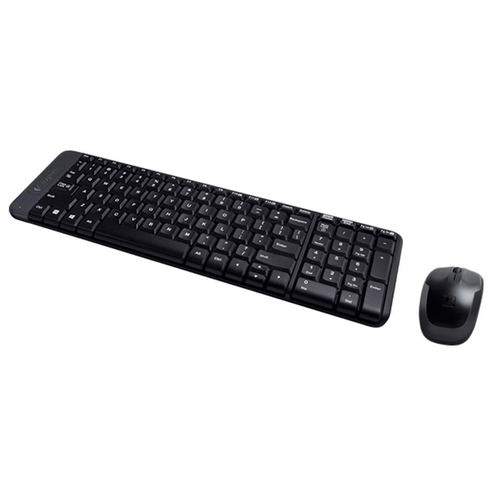 Combo Teclado e Mouse sem fio Logitech MK220, Layout ABNT2, Compacto, Preto