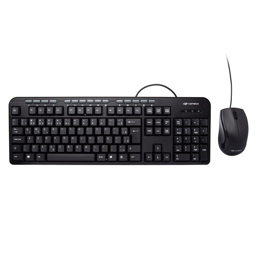 Kit Teclado e Mouse KT-100BK USB C3Tech | Preto