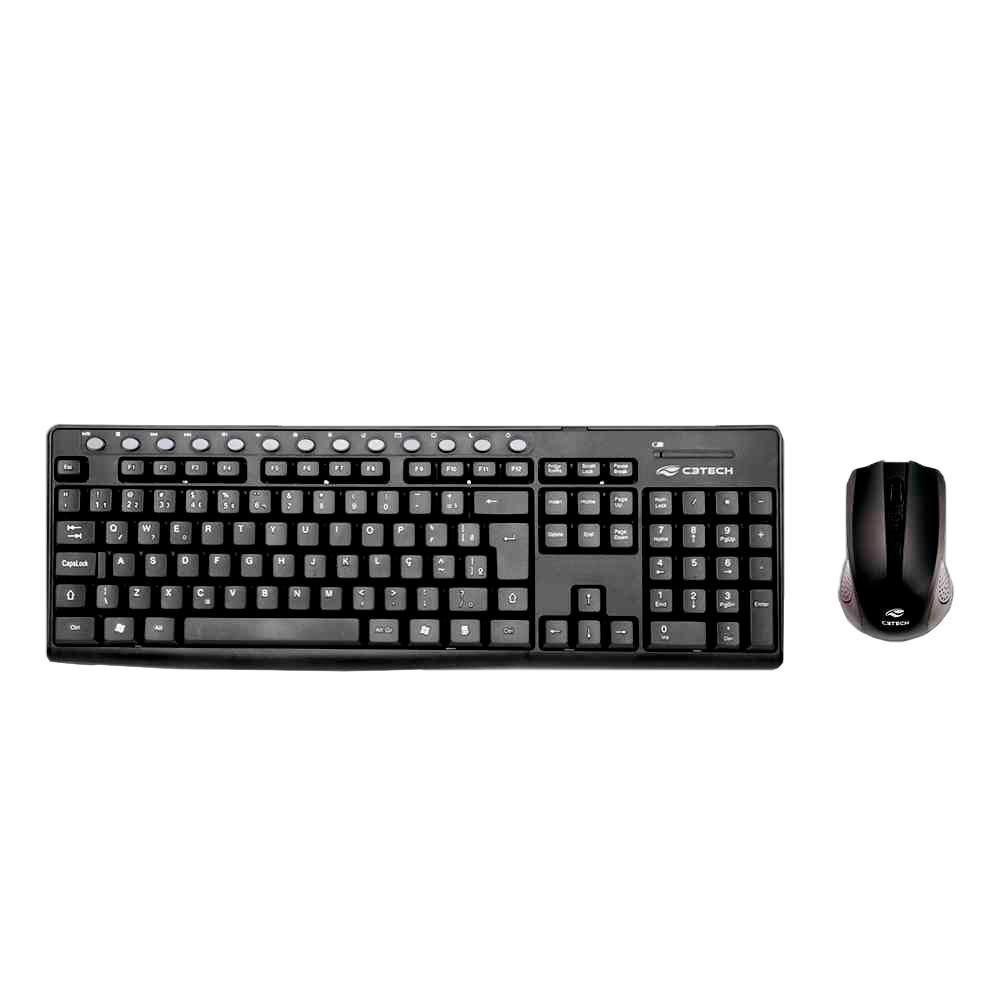 Kit Teclado e Mouse USB C3TECH Sem Fio Preto - K-W30BK