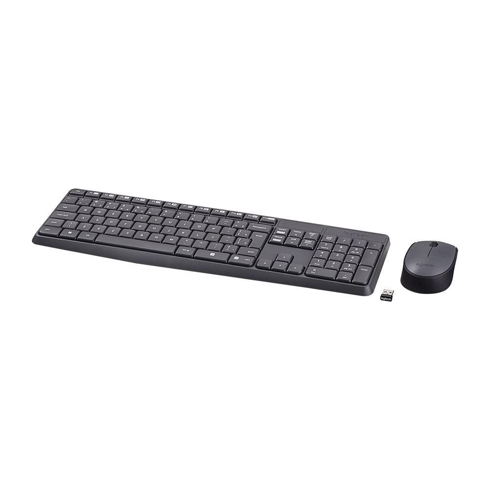 Combo Teclado e Mouse sem fio Logitech MK235, Conexão USB, Layout ABNT2, Preto