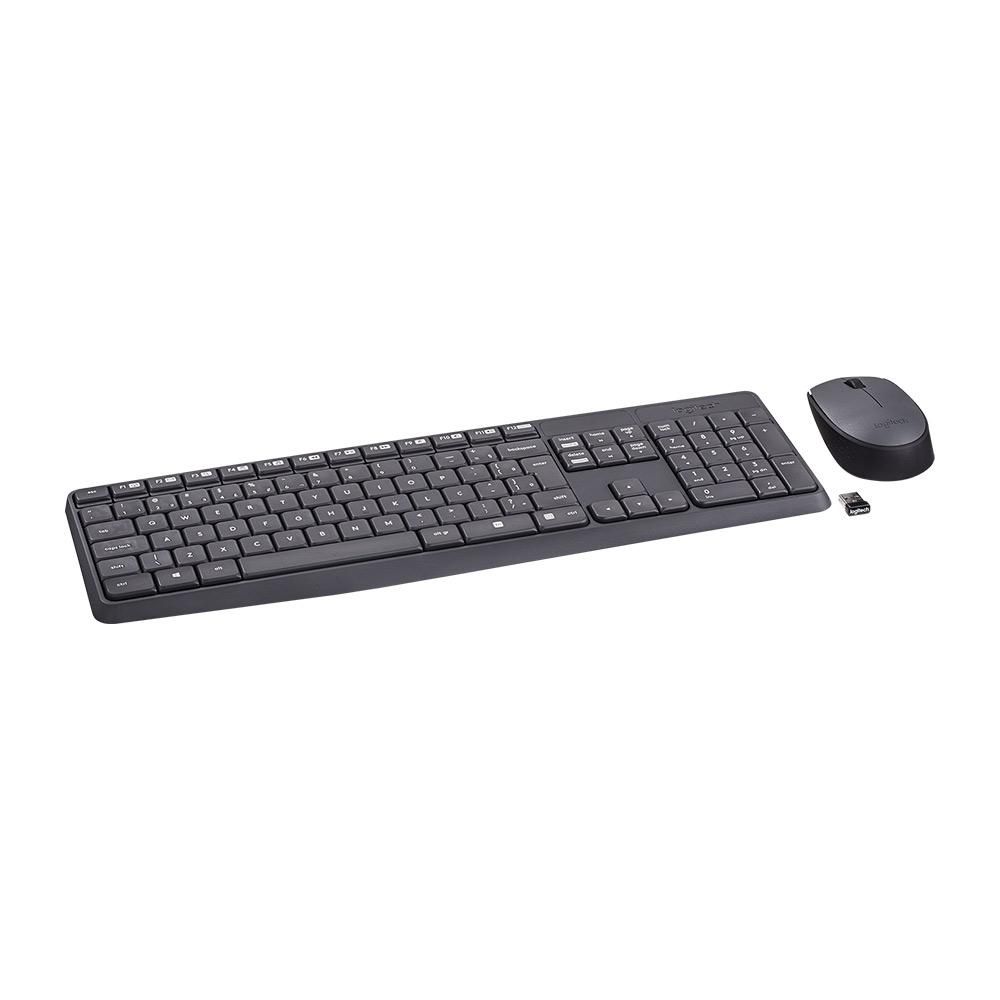 Combo Teclado e Mouse sem fio Logitech MK235, Conexão USB, Layout ABNT2, Preto
