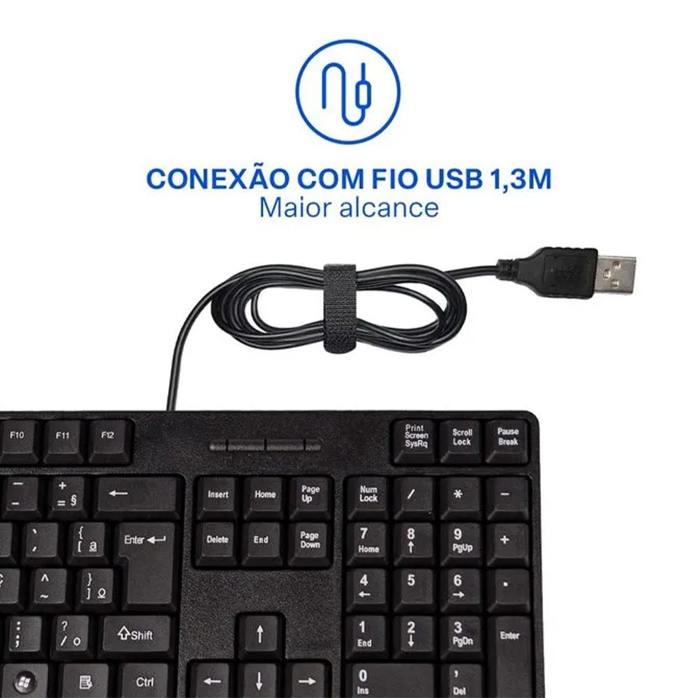 Teclado Multilaser Slim USB Com Fio - TC213