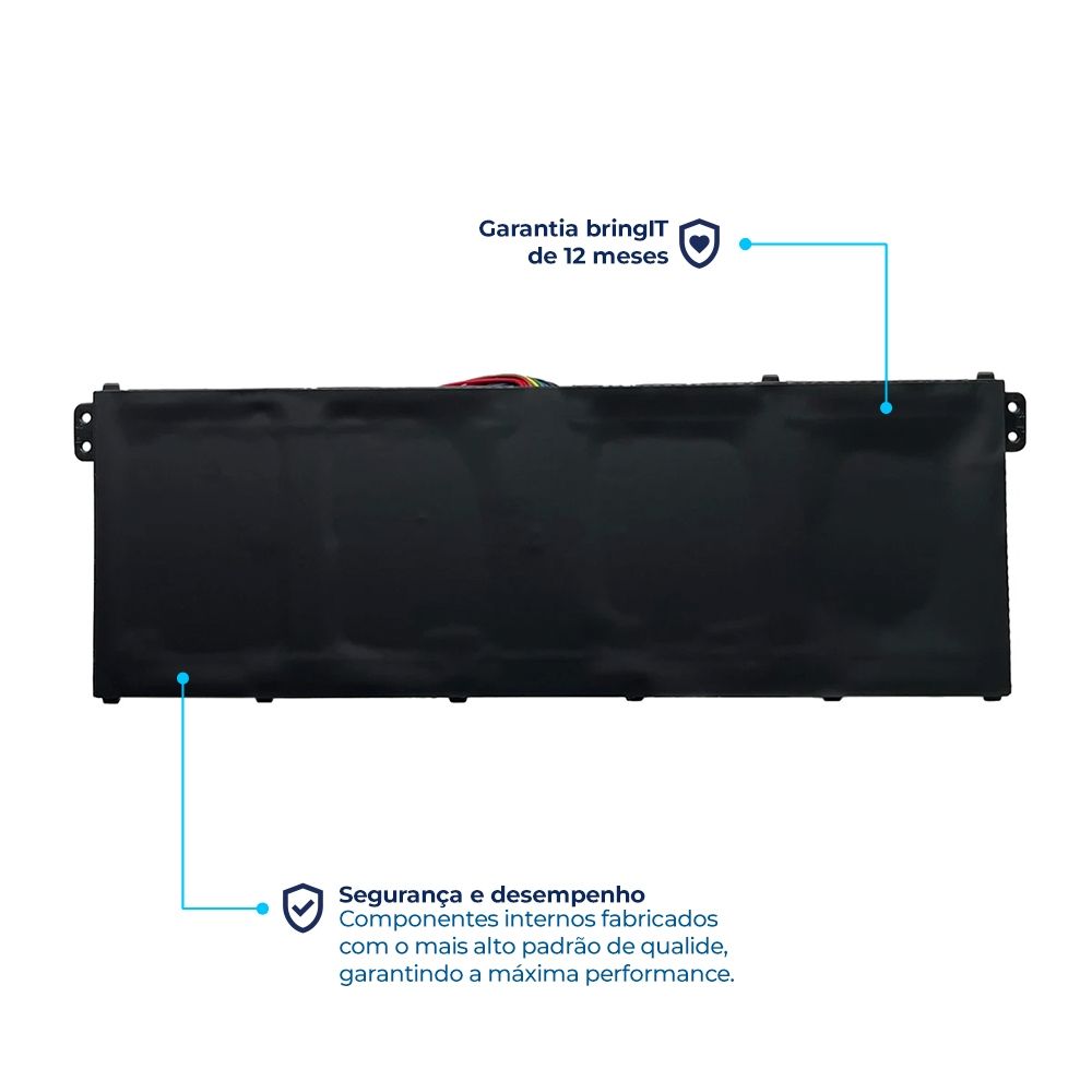 Bateria para Notebook compatível com o Acer Aspire ES1-533-N16C1, 11.4 V 2200 mAh, com recarga inteligente e 12 meses de garantia.