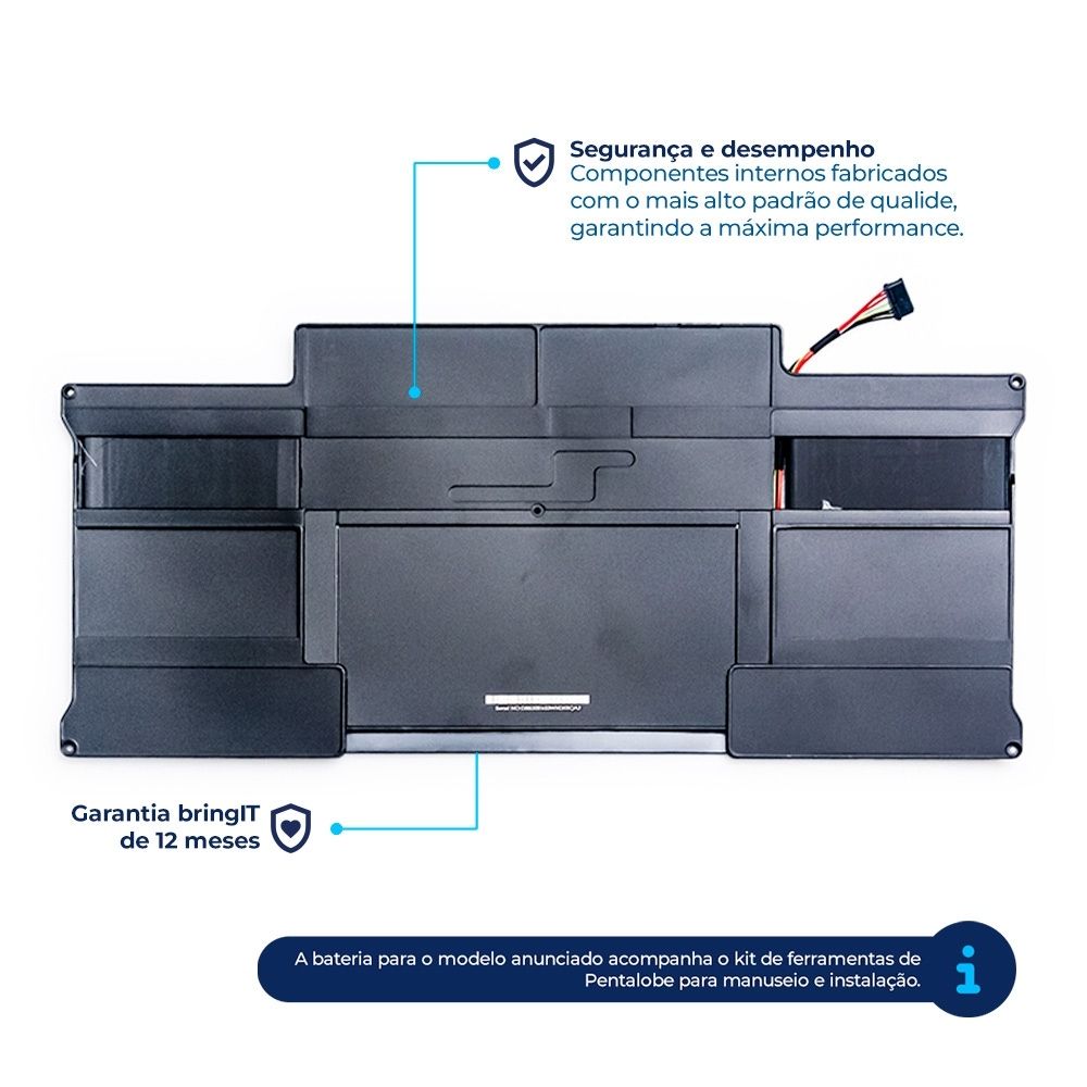 Bateria para Notebook compatível com o Apple Macbook A1405, 7.3 V 4800 mAh, com recarga inteligente e 12 meses de garantia.