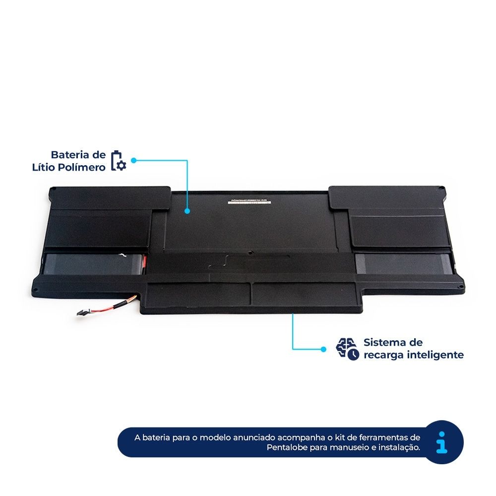 Bateria para Notebook compatível com o Apple Macbook A1405, 7.3 V 4800 mAh, com recarga inteligente e 12 meses de garantia.