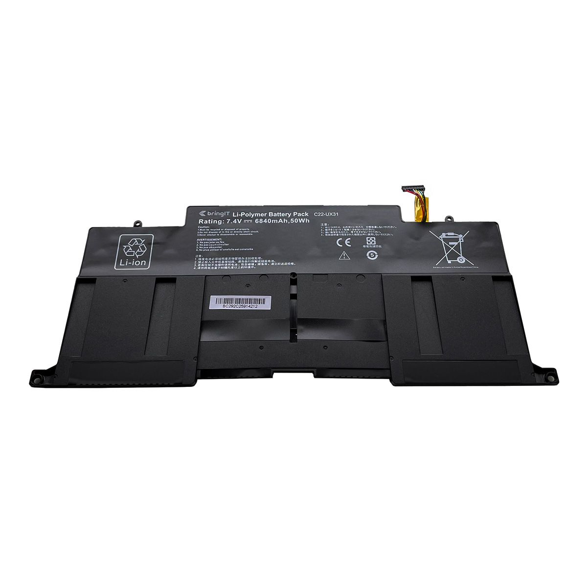 Bateria para Notebook compatível com o Asus ZenBook Ux31A, 7.4 V 6840 mAh, com recarga inteligente e 12 meses de garantia.