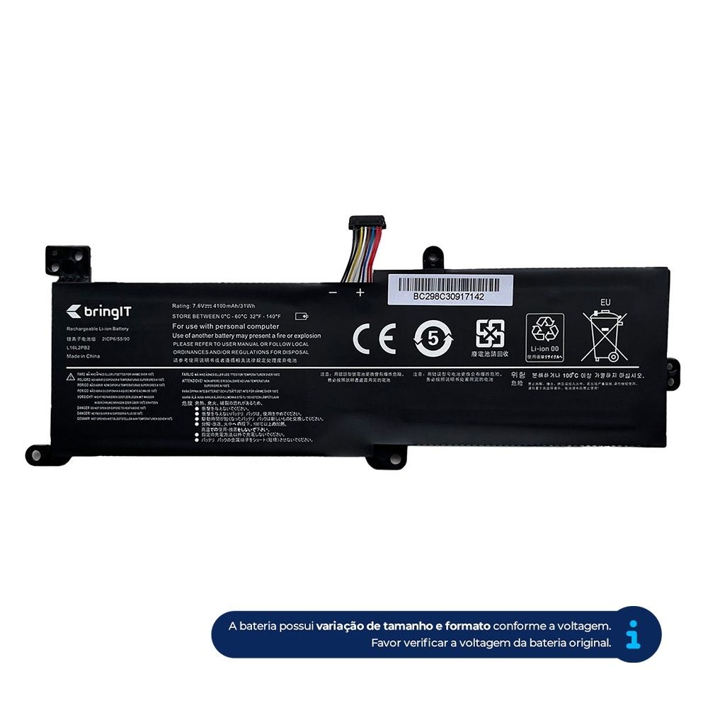 Bateria para Notebook Lenovo Ideapad 130-15AST 7.6V 4100mAh com recarga inteligente e 12 meses de garantia