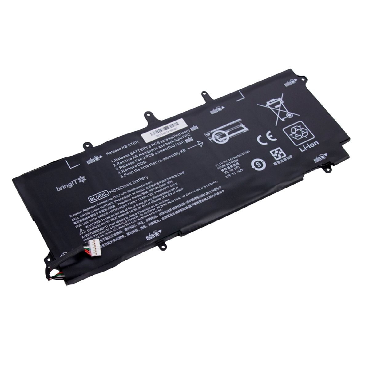 Bateria para Notebook compatível com o Hp Elitebook 1040 G2 SERIES, 10.8 V 3400 mAh, com recarga inteligente e 12 meses de garantia.