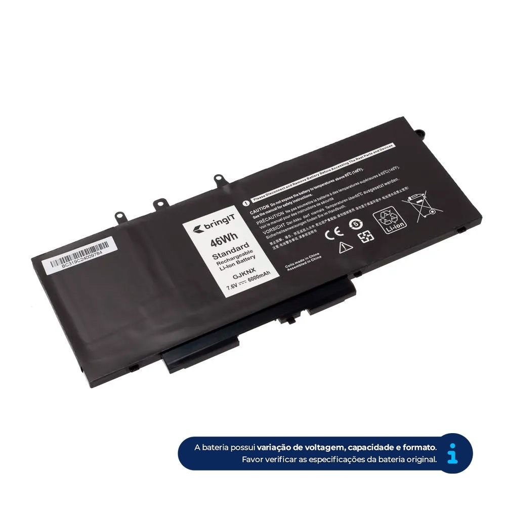 Bateria para Notebook Dell Precision 3520 7.6V 6000mAh com recarga inteligente e 12 meses de garantia