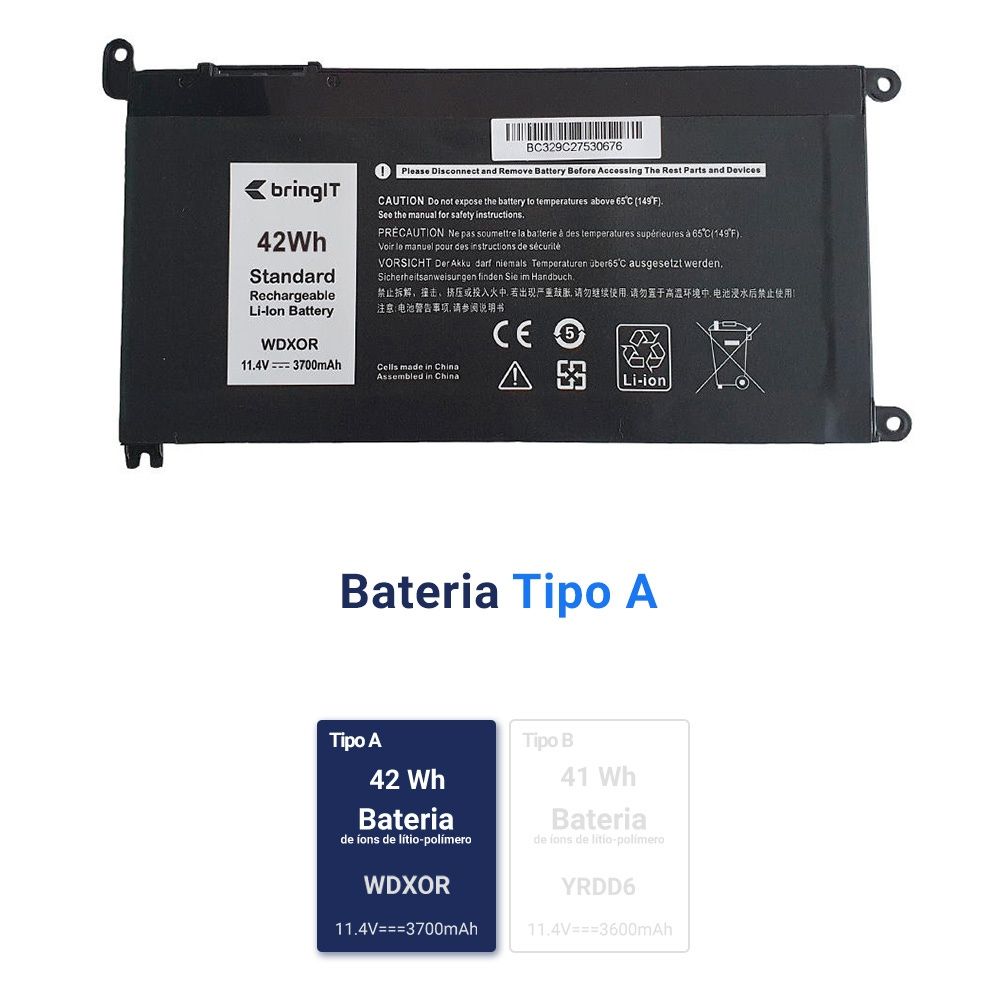 Bateria para Notebook Dell Inspiron 15-3583-M2XP WDX0R 3700mAh 11.4V