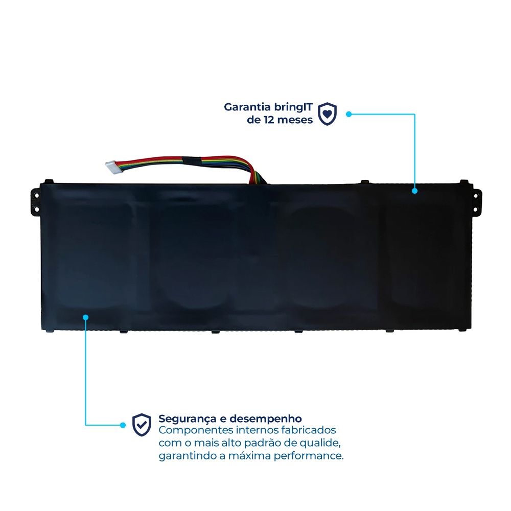 Bateria para Notebook compatível com o Acer Aspire ES1-533-N16C1, 15.2 V 3600 mAh, com recarga inteligente e 12 meses de garantia.