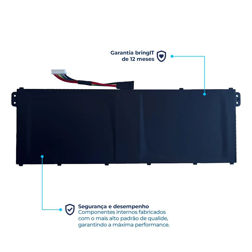 Bateria para Notebook compatível com o Acer Aspire ES1-572-51NJ, 7.4 V 4800 mAh, com recarga inteligente e 12 meses de garantia.