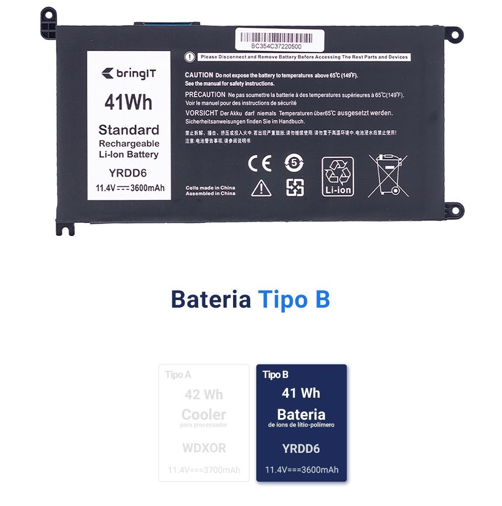 Bateria para Notebook Dell Inspiron 15-3501 3600mAh 11.4V