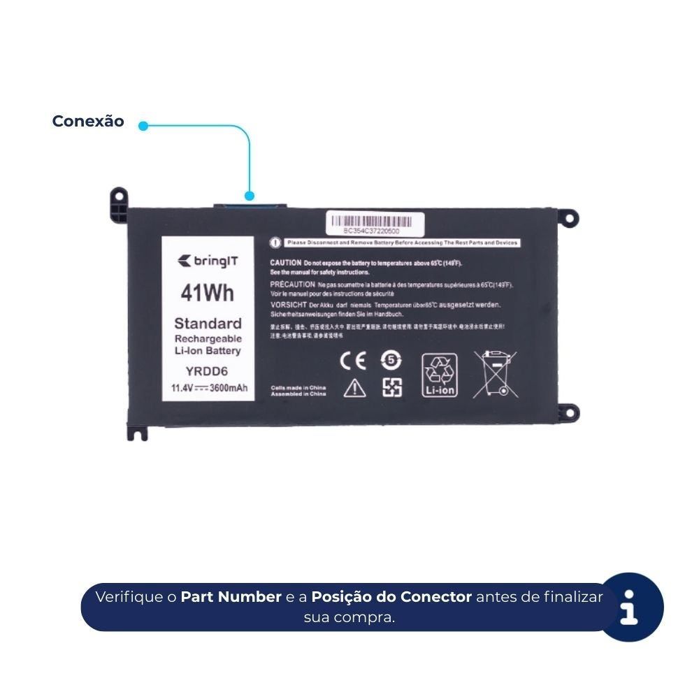 Bateria para Notebook Dell Inspiron 15-3501 3600mAh 11.4V