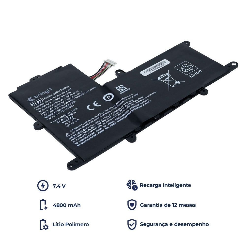 Bateria para Notebook compatível com o Hp Stream 11-R010NR, 7.4 V 4800 mAh, com recarga inteligente e 12 meses de garantia.