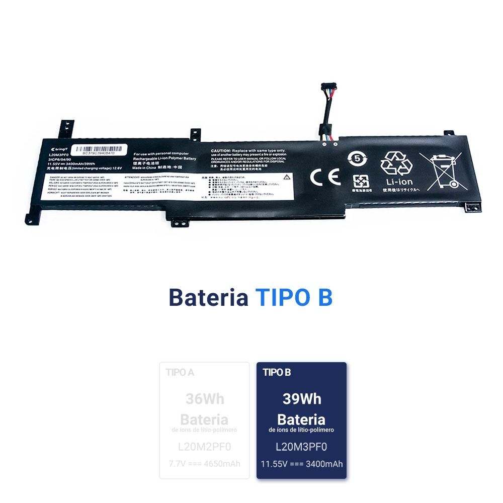 Bateria para Notebook Lenovo Ideapad 3 14ITL6-82H700Y4HH 11.55V