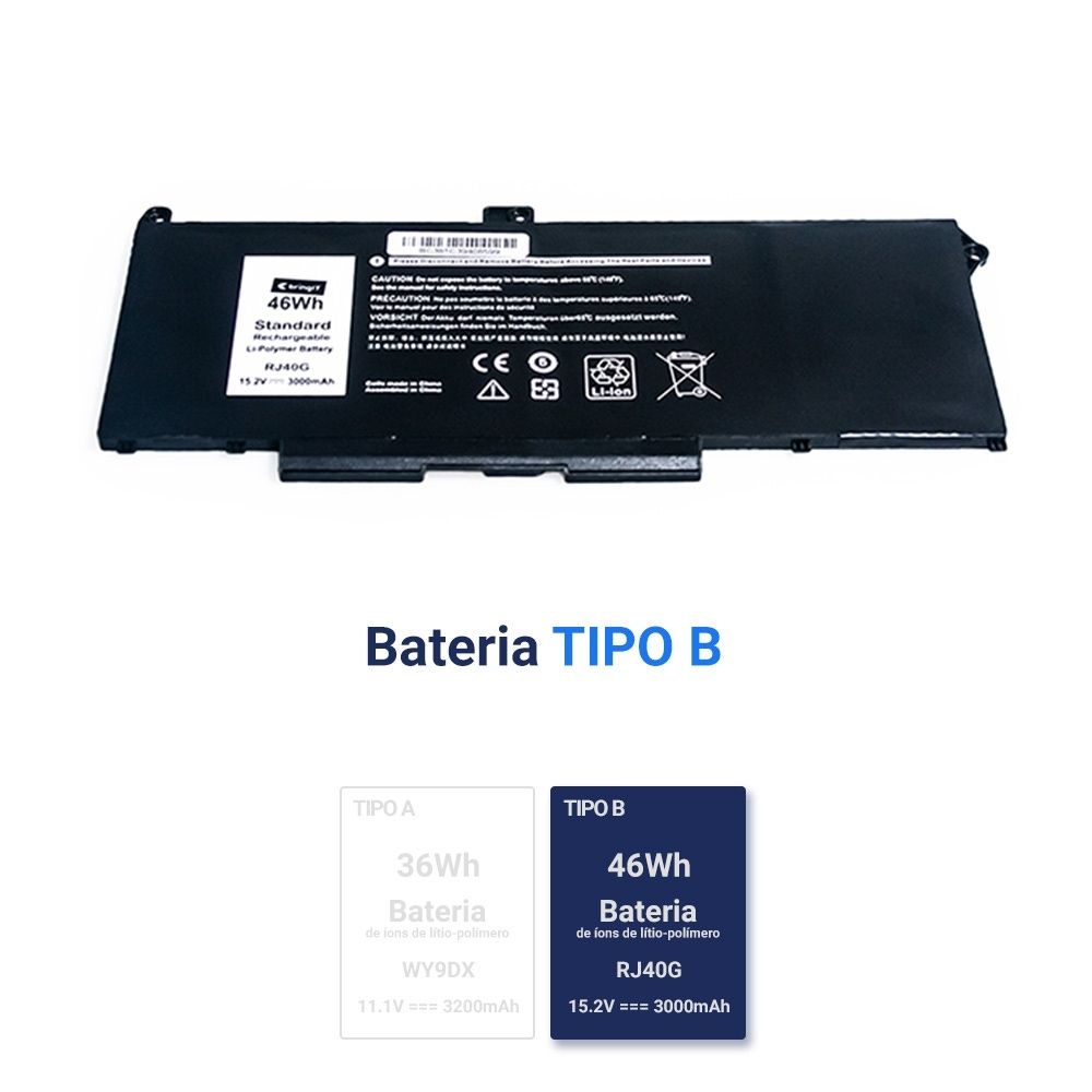 Bateria para Notebook compatível com o Dell Precision RJ40G, 15.2 V 3000 mAh, com recarga inteligente e 12 meses de garantia.