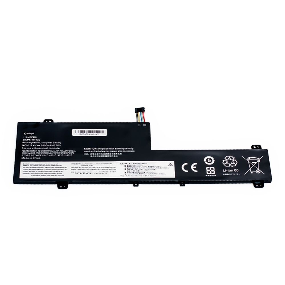 Bateria para Notebook compatível com o Lenovo Part Number L19L3PD6, 11.4 V 2400 mAh, com recarga inteligente e 12 meses de garantia.