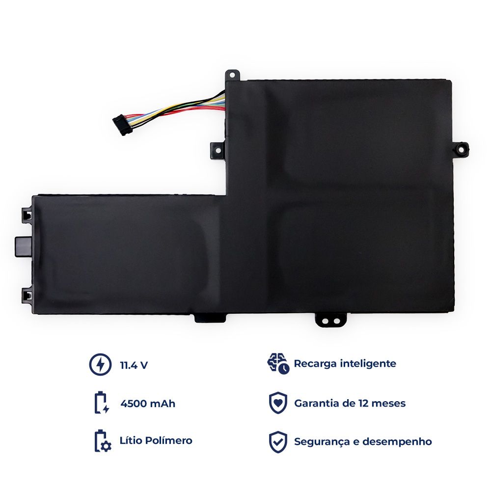 Bateria para Notebook compatível com o Lenovo Ideapad S340-14API-81NB006MPB, 11.4 V 4500 mAh, com recarga inteligente e 12 meses de garantia.