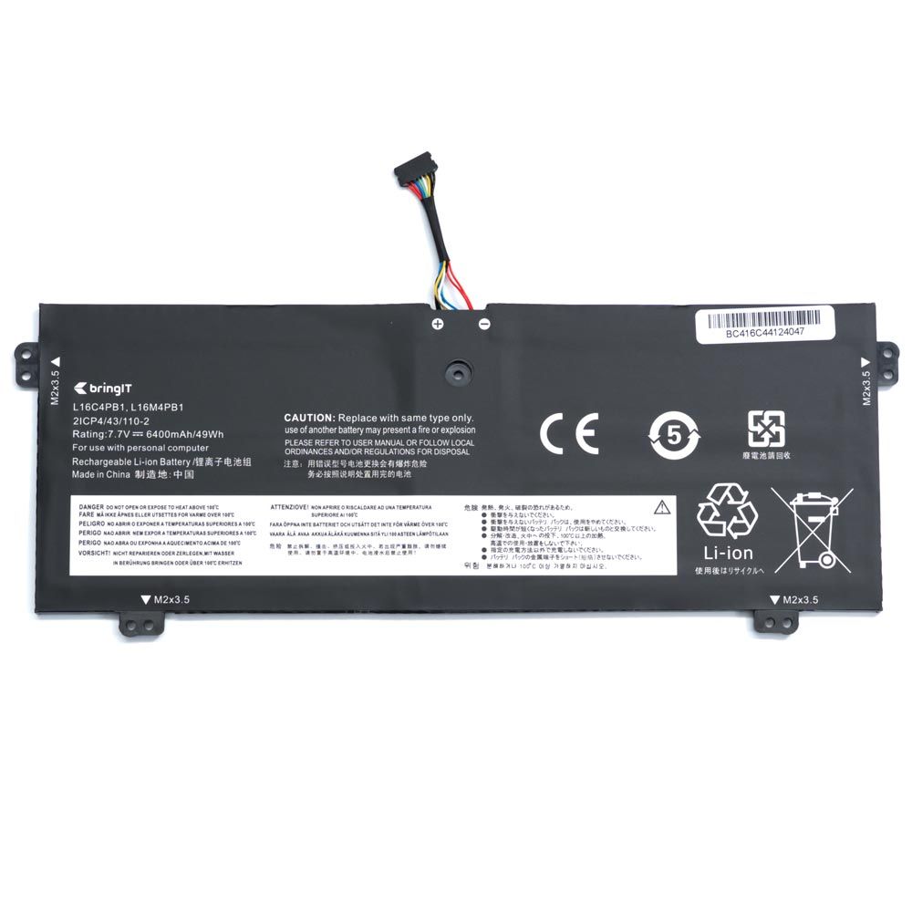 Bateria para Notebook compatível com o Lenovo Yoga 730-13IWL-81JR00AURA, 7.7 V 6400 mAh, com recarga inteligente e 12 meses de garantia.