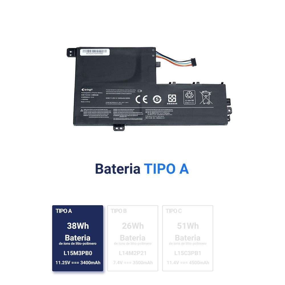 Bateria para Notebook Lenovo 330S 11.25V 3400mAh com recarga inteligente e 12 meses de garantia