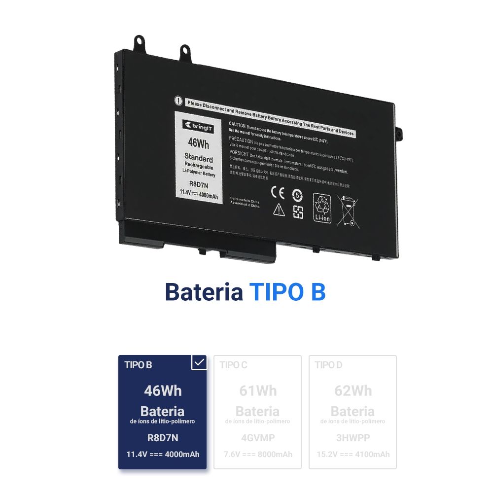 Bateria para Notebook Dell P42E 11.4 V 4000 mAh com recarga inteligente e 12 meses de garantia