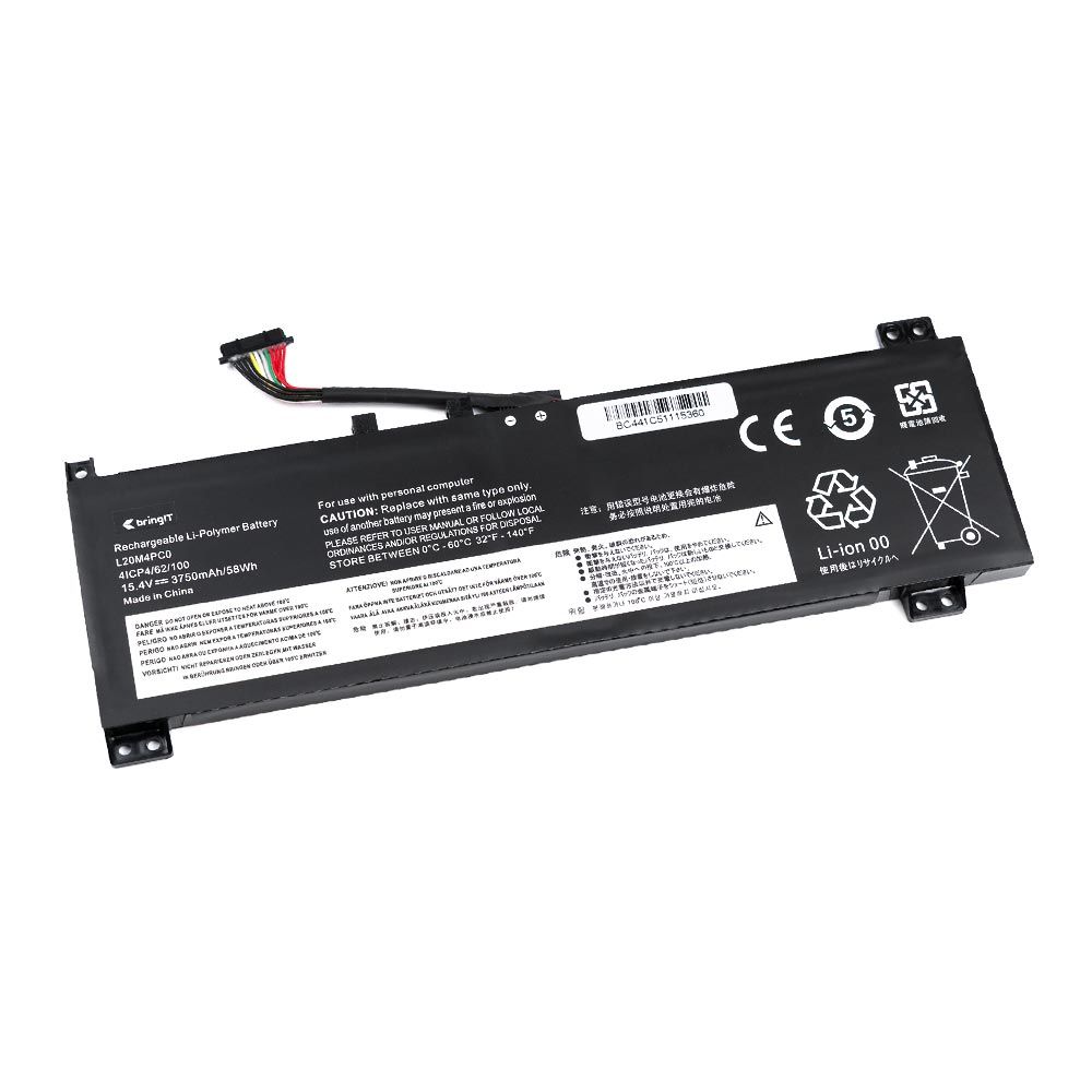 Bateria para Notebook Part Number L20M4PC0 15.4 V 3750 mAh com recarga inteligente e 12 meses de garantia