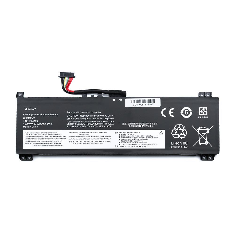 Bateria para Notebook Part Number L21C4PC0 15.4 V 3750 mAh com recarga inteligente e 12 meses de garantia