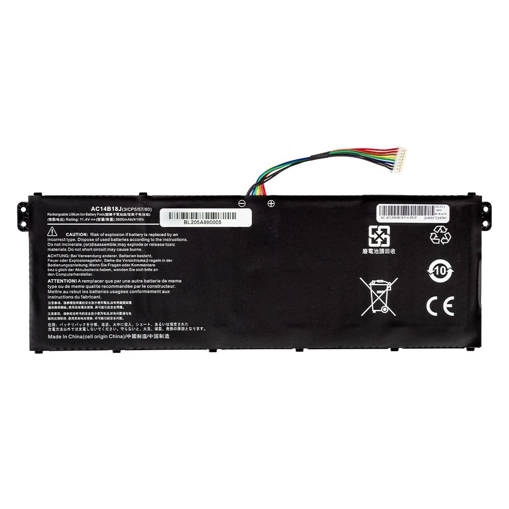 Bateria para Notebook compatível com o Acer Aspire A315-51-5796, 11.4 V 3600 mAh, com recarga inteligente e 12 meses de garantia.