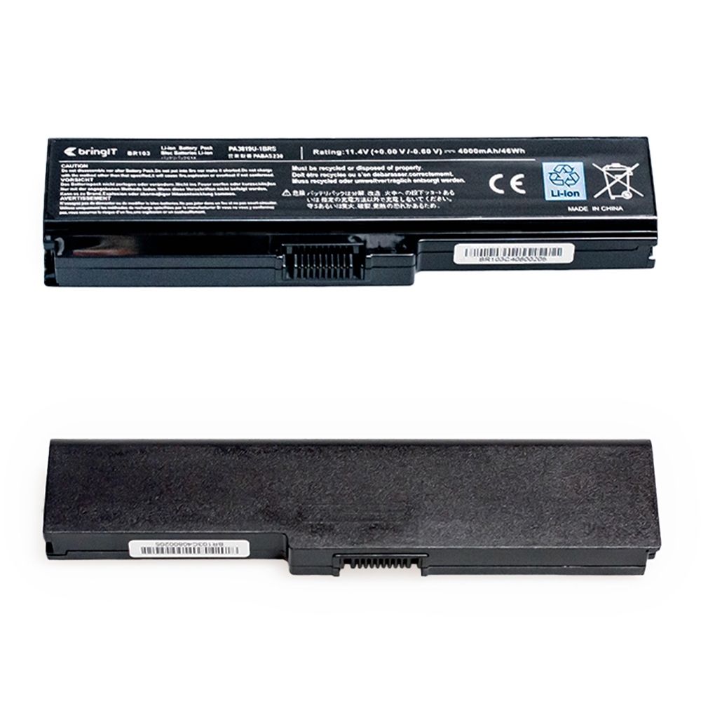 Bateria para Notebook compatível com o Toshiba Satellite A665-S6081, 10.8 V 4000 mAh, com recarga inteligente e 12 meses de garantia.