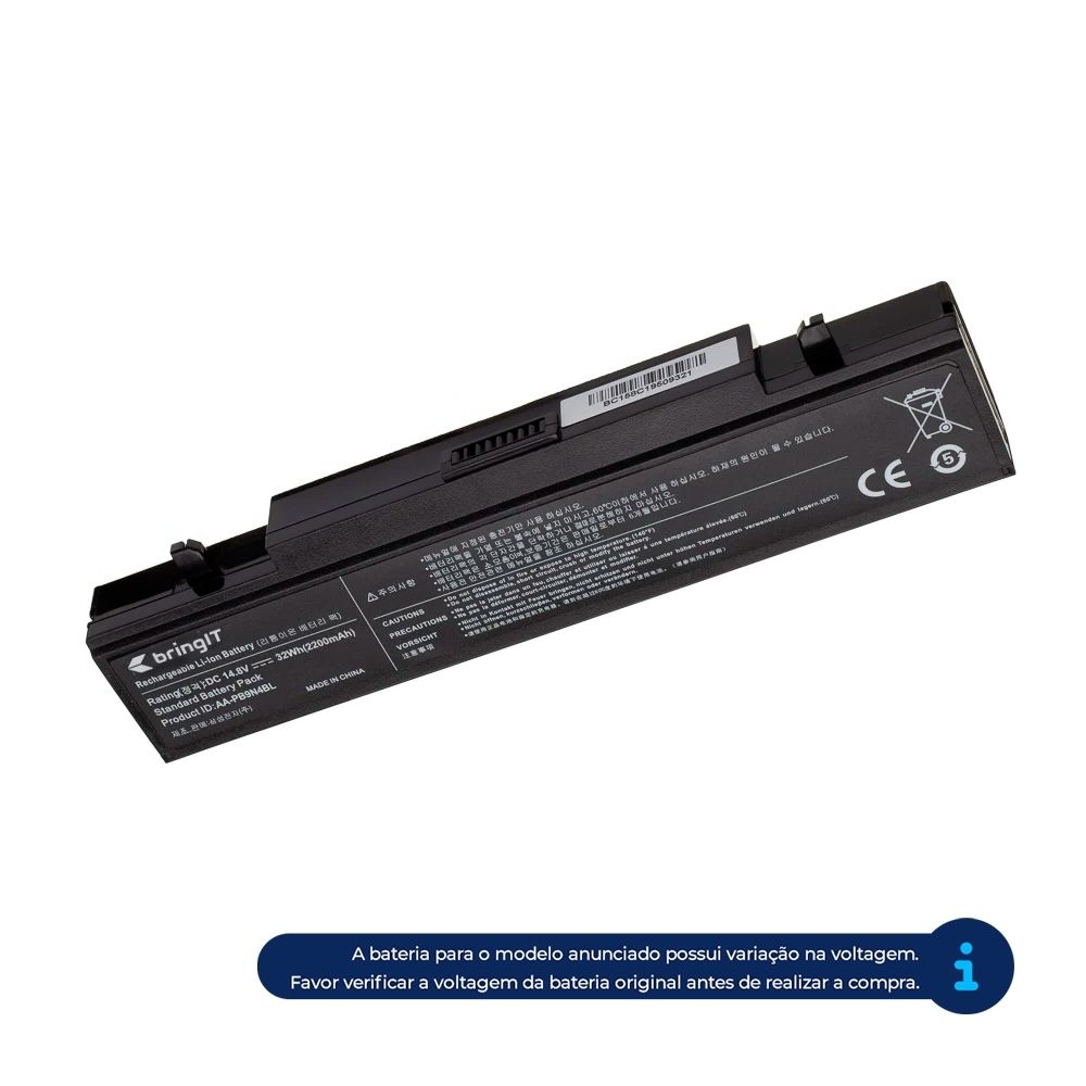 Bateria para Notebook compatível com o Samsung Np Series NP300E5A-A02UB, 14.4 V 2000 mAh, com recarga inteligente e 12 meses de garantia.