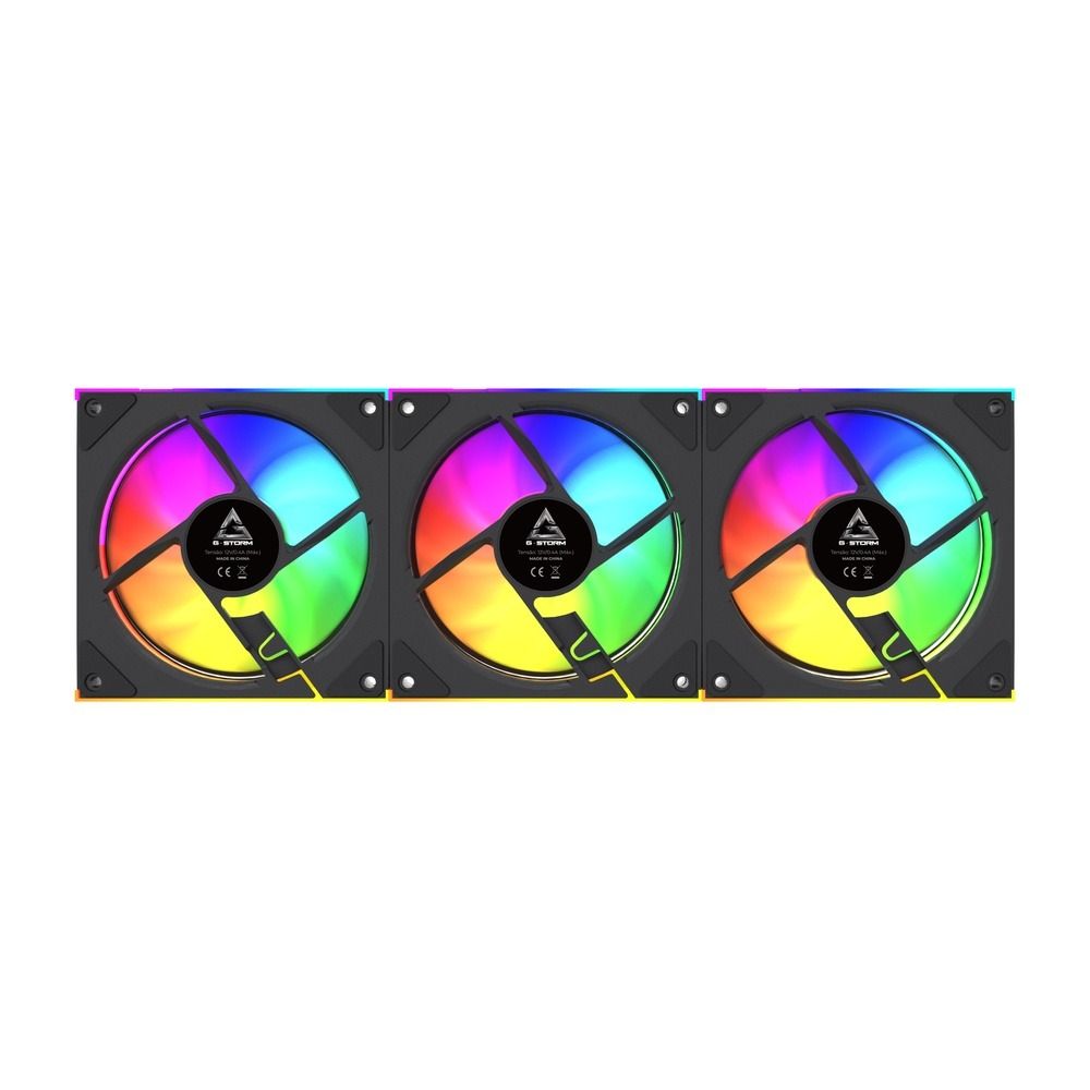 Kit com 3 Fans GStorm Frost 120mm ARGB PWM Preto