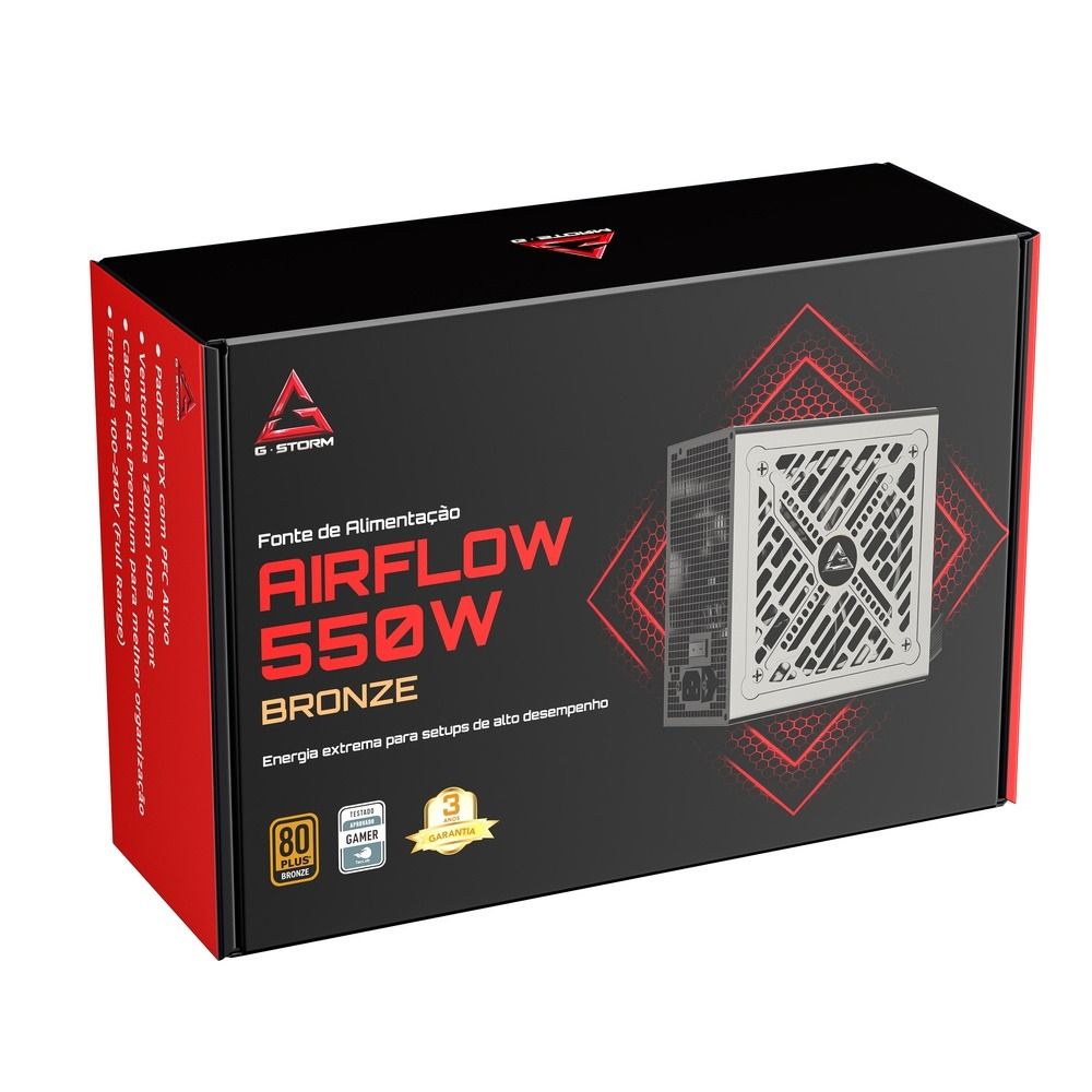 Fonte de Alimentação GStorm Airflow ATX 550W 80 Plus Bronze