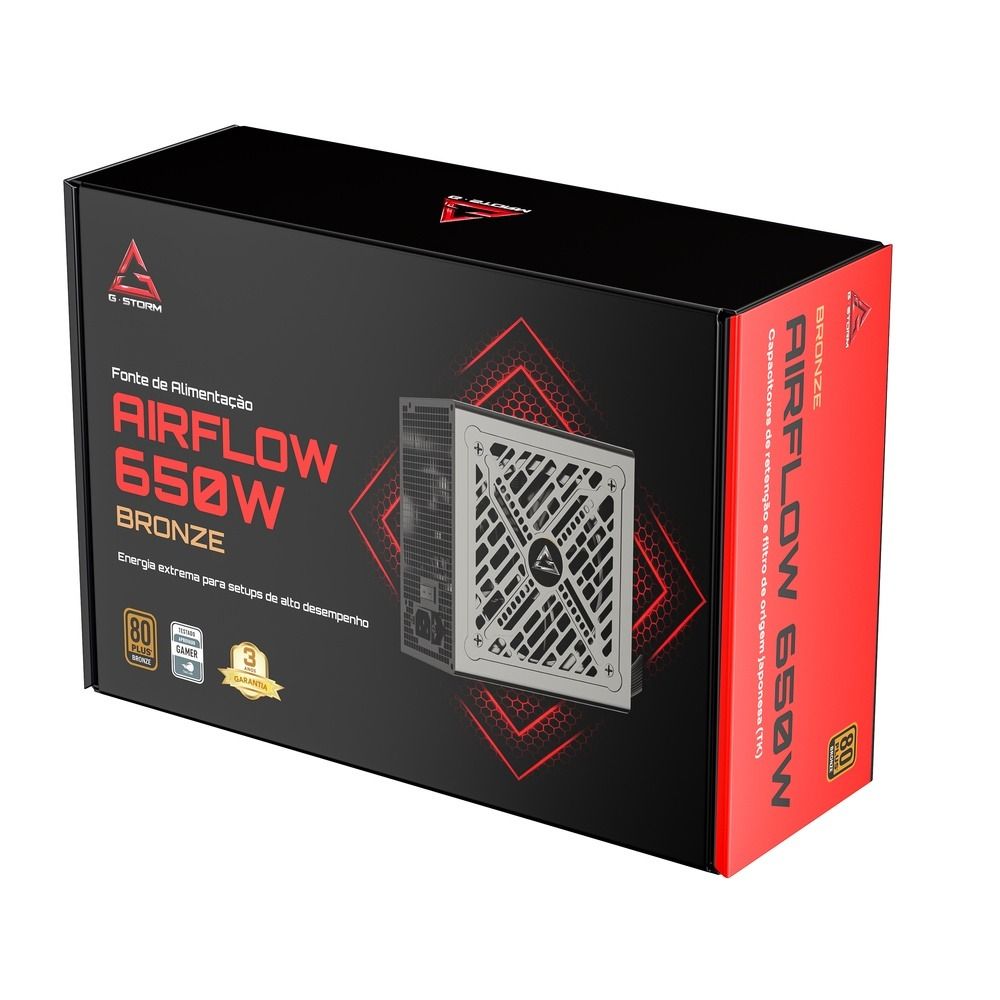 Fonte de Alimentação GStorm Airflow ATX 650W 80 Plus Bronze