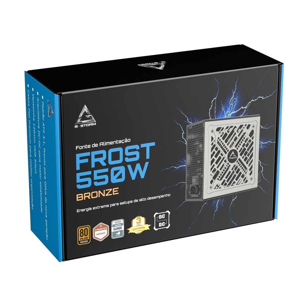 Fonte de Alimentação GStorm Frost ATX 3.1 550W Cybenetics Bronze