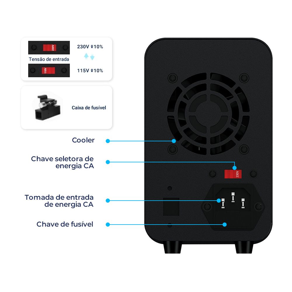 Fonte de Bancada Wanptek GPS305D 30V 5A 150W Preto