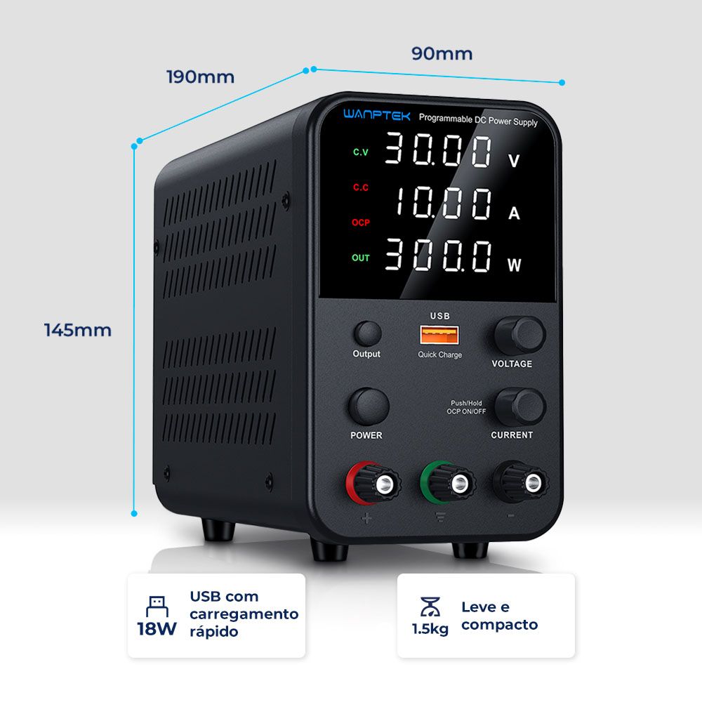 Fonte de Bancada Wanptek WPS3010H 30V 10A 300W