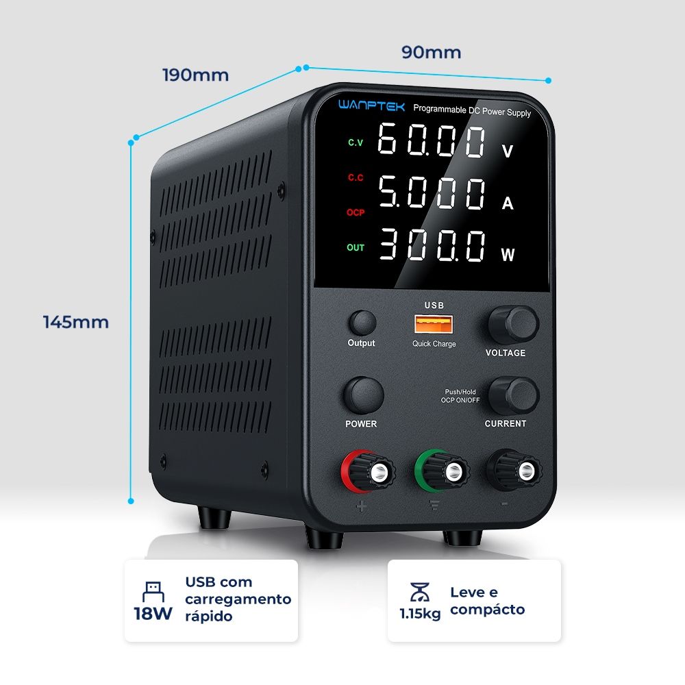 Fonte de Bancada Wanptek WPS605H 60V 5A 300W
