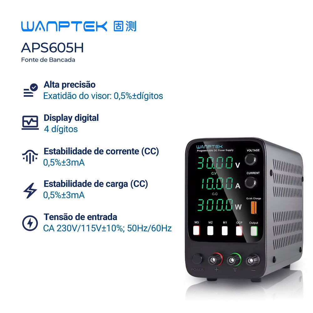 Fonte de Bancada Wanptek APS605H 60V 5A 300W