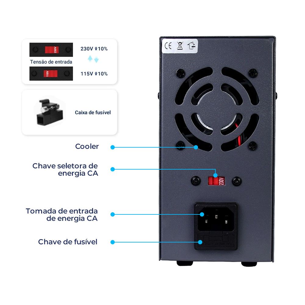 Fonte de Bancada Wanptek KPS605DF 60V 5A 300W