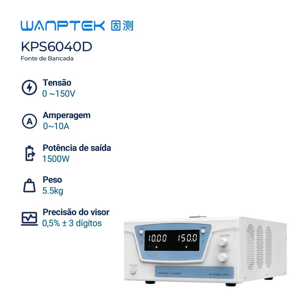 Fonte de Bancada Wanptek KPS15010D 150V 10A 1500W