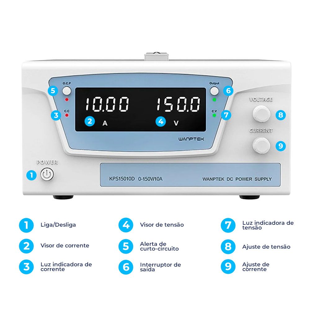 Fonte de Bancada Wanptek KPS15010D 150V 10A 1500W